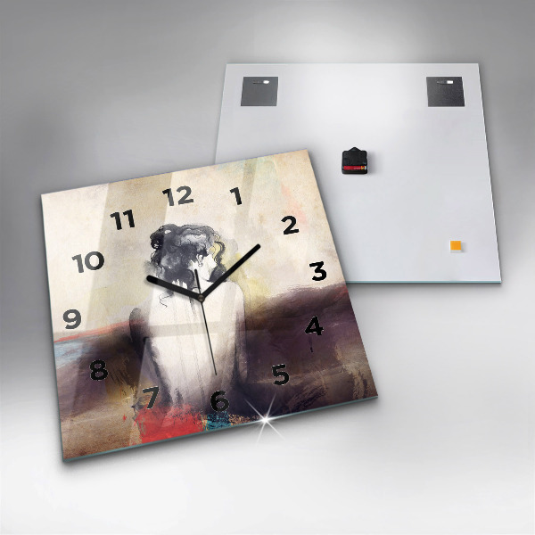 Wanduhr quadratisch Abstraktes Porträt einer Frau