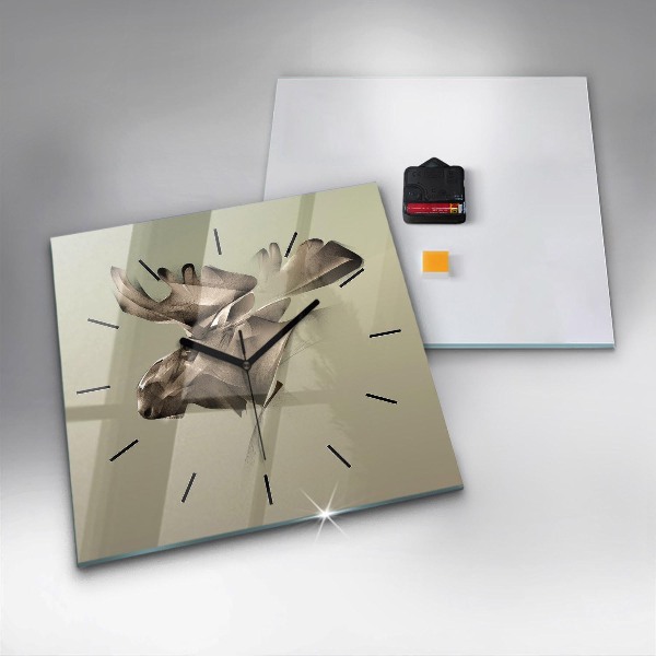 Wanduhr quadratisch mit motiv Grafik Elch