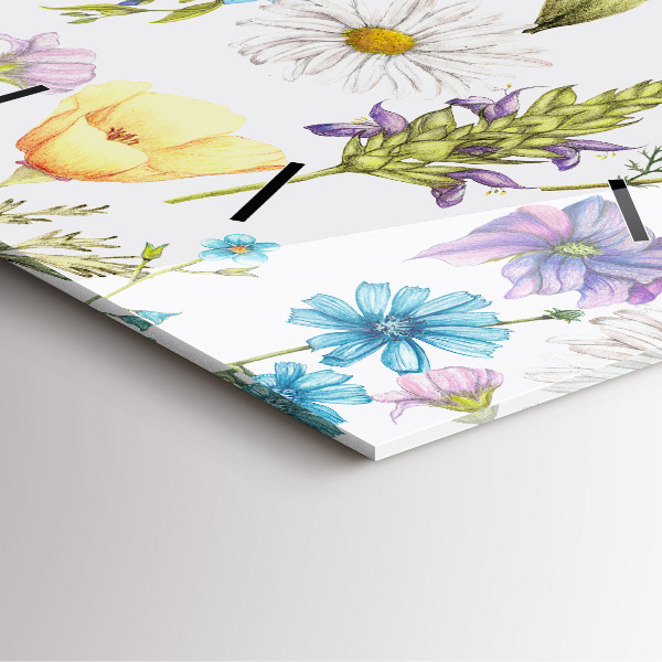 Wanduhr quadratisch mit motiv Komposition von Blumen