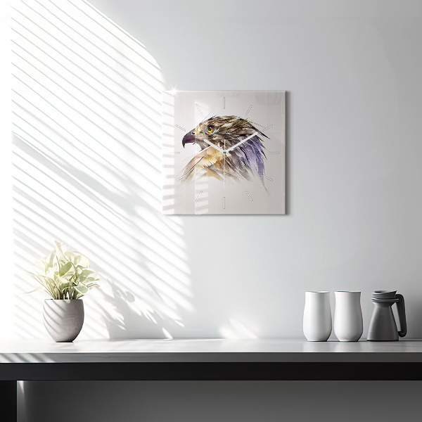 Wanduhr modern quadratisch Raubvogel