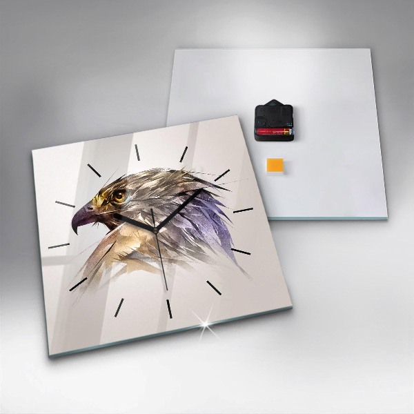 Wanduhr modern quadratisch Raubvogel