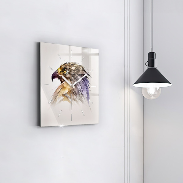 Wanduhr modern quadratisch Raubvogel