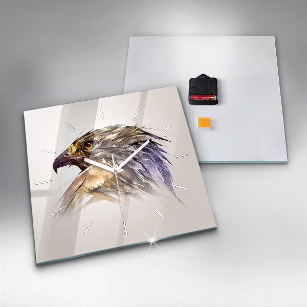 Wanduhr modern quadratisch Raubvogel