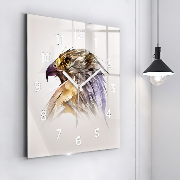 Wanduhr modern quadratisch Raubvogel
