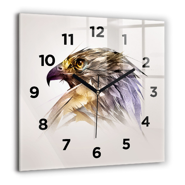 Wanduhr modern quadratisch Raubvogel