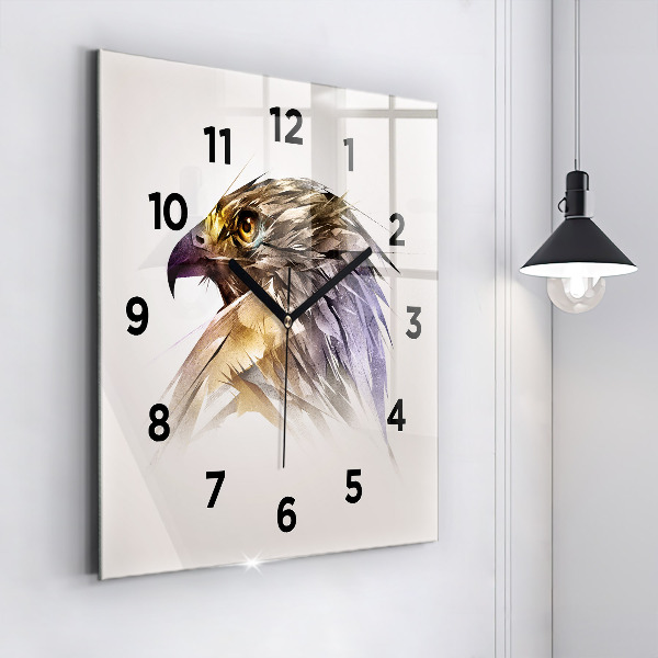 Wanduhr modern quadratisch Raubvogel