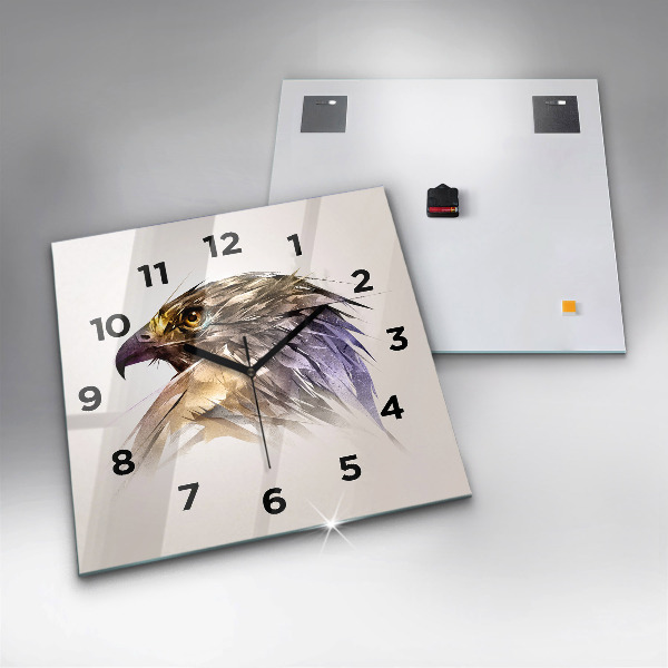Wanduhr modern quadratisch Raubvogel