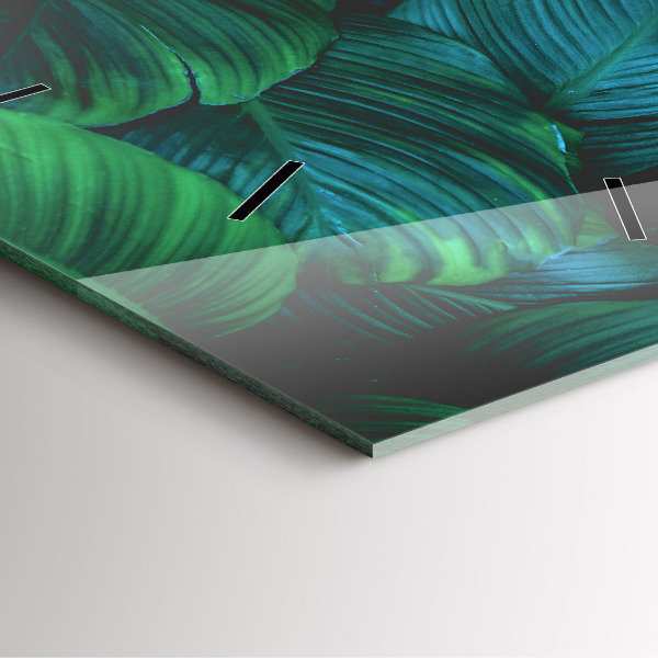 Wanduhr modern quadratisch Blätter der Natur