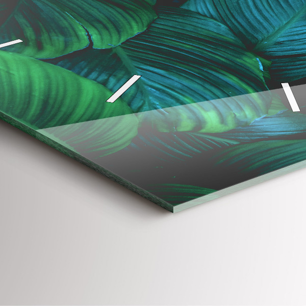 Wanduhr modern quadratisch Blätter der Natur