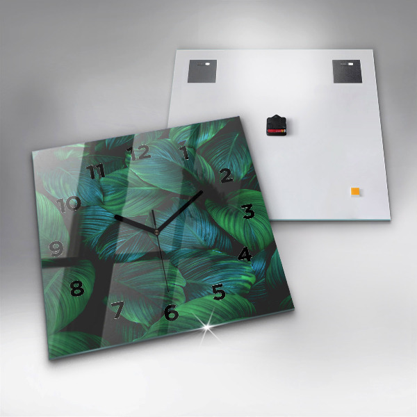 Wanduhr modern quadratisch Blätter der Natur