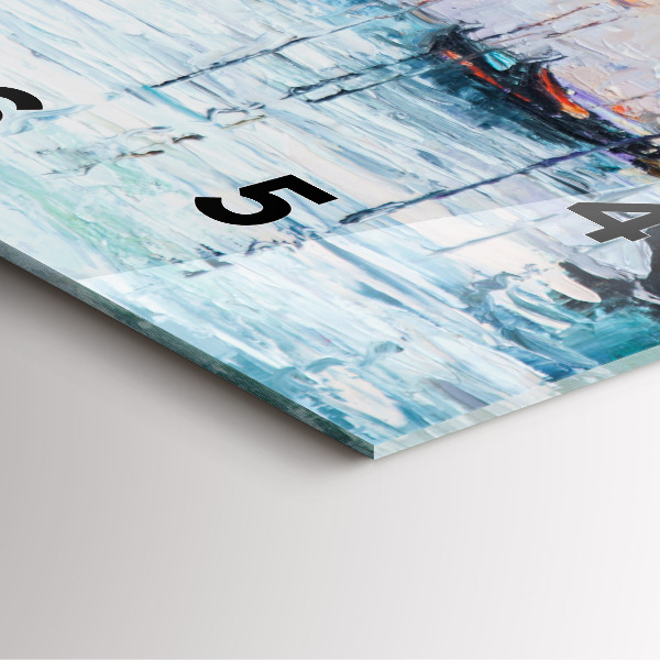 Wanduhr modern quadratisch Ölgemälde Jacht Meer