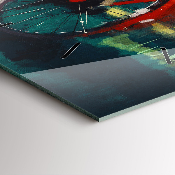 Wanduhr quadratisch Gemaltes Fahrrad