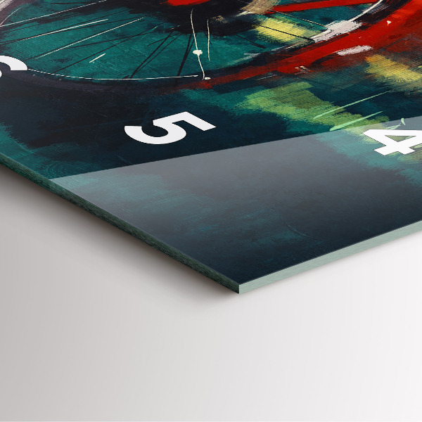 Wanduhr quadratisch Gemaltes Fahrrad