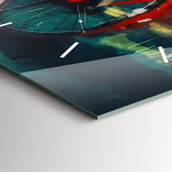 Wanduhr quadratisch Gemaltes Fahrrad