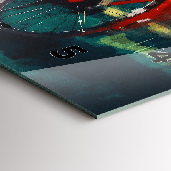 Wanduhr quadratisch Gemaltes Fahrrad