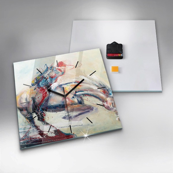 Wanduhr quadratisch mit motiv Illustration Galoppierende Pferde
