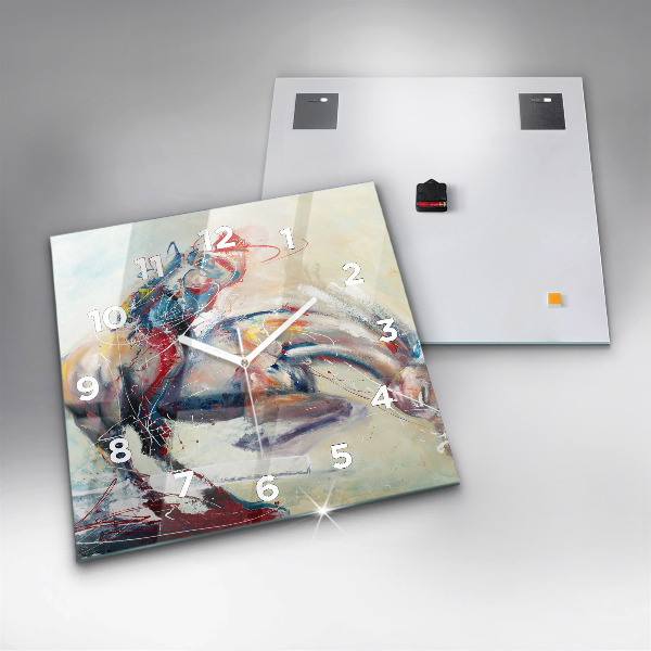 Wanduhr quadratisch mit motiv Illustration Galoppierende Pferde