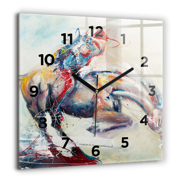 Wanduhr quadratisch mit motiv Illustration Galoppierende Pferde