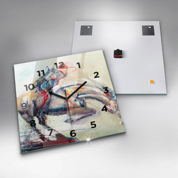Wanduhr quadratisch mit motiv Illustration Galoppierende Pferde