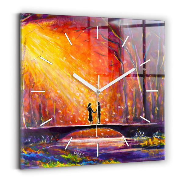 Wanduhr quadratisch mit motiv Pärchen im Wald