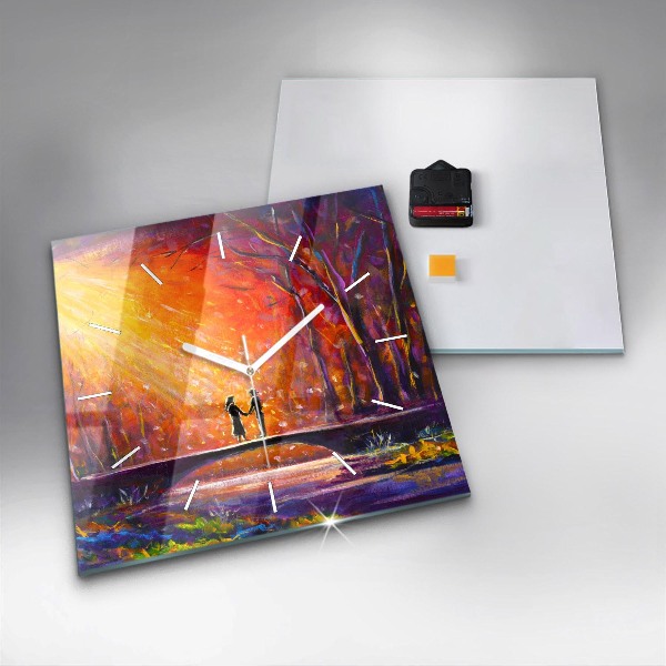 Wanduhr quadratisch mit motiv Pärchen im Wald