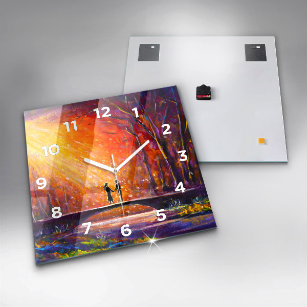 Wanduhr quadratisch mit motiv Pärchen im Wald