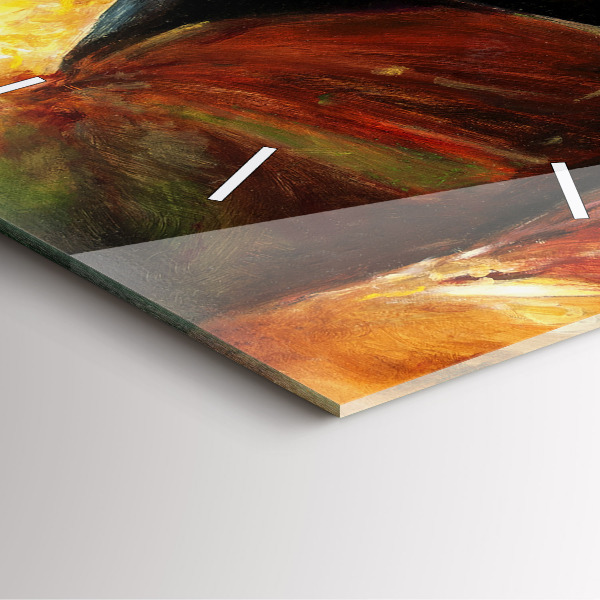 Wanduhr quadratisch Zwei gemalte Pferde