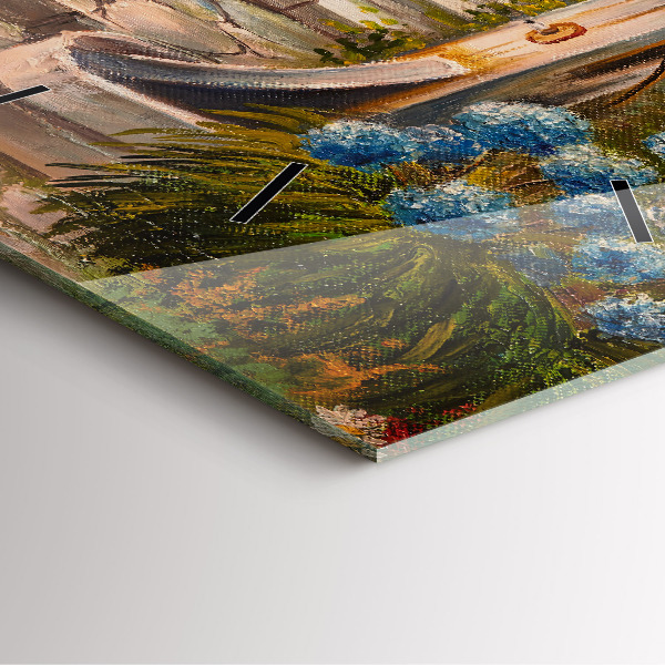 Wanduhr quadratisch Ölkomposition in einem Wald