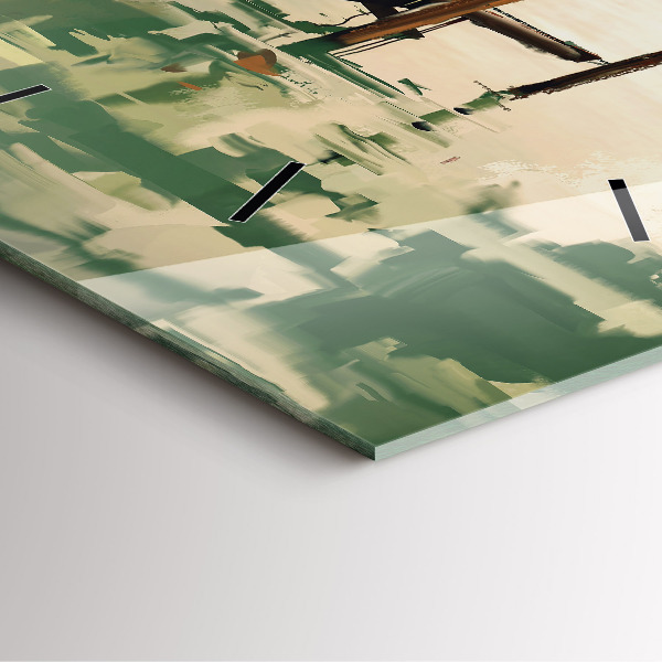 Wanduhr quadratisch mit motiv Fischerboote im Hafen