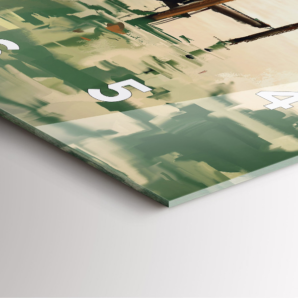 Wanduhr quadratisch mit motiv Fischerboote im Hafen