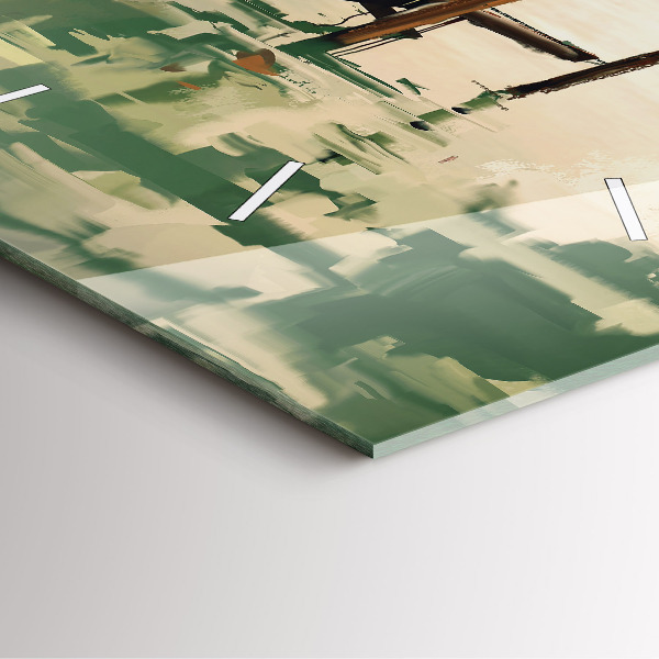 Wanduhr quadratisch mit motiv Fischerboote im Hafen