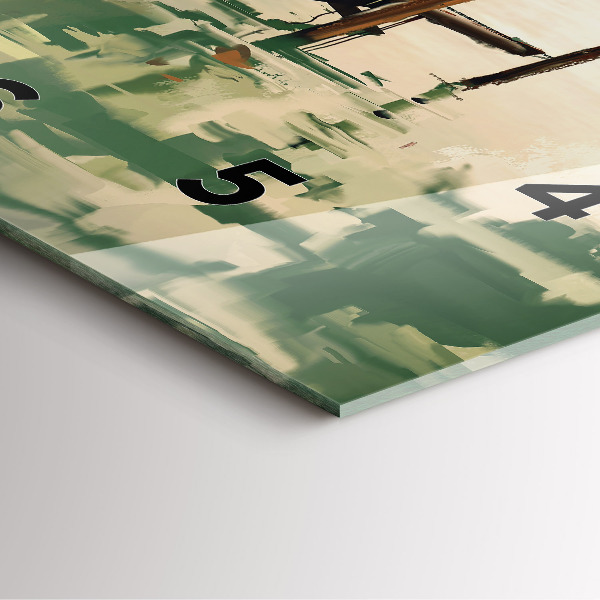 Wanduhr quadratisch mit motiv Fischerboote im Hafen