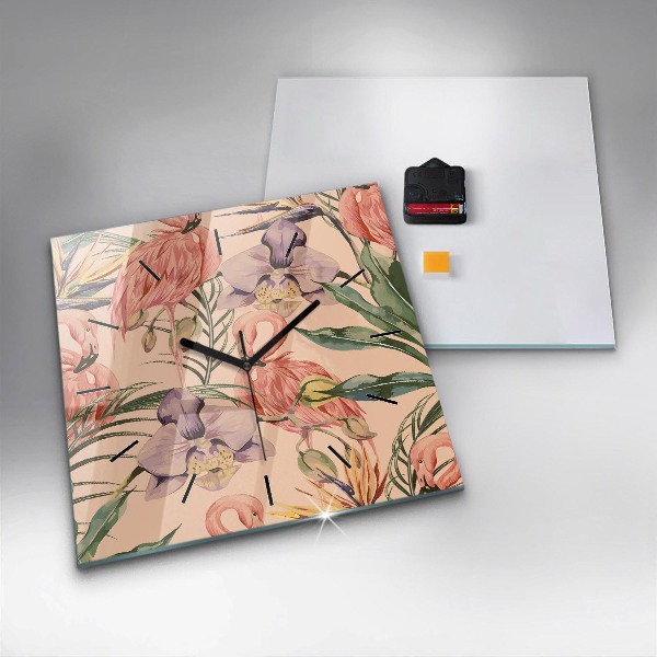 Wanduhr quadratisch mit motiv Tropische Palmenblätter