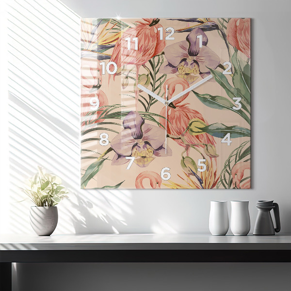 Wanduhr quadratisch mit motiv Tropische Palmenblätter