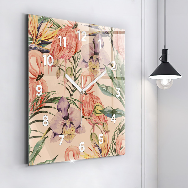 Wanduhr quadratisch mit motiv Tropische Palmenblätter