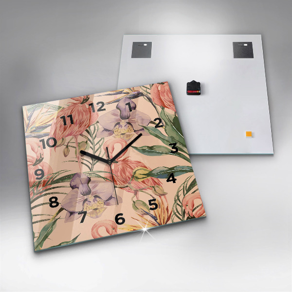 Wanduhr quadratisch mit motiv Tropische Palmenblätter