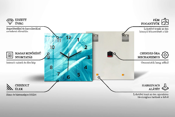 Wanduhr quadratisch mit motiv Tropische Palmenblätter