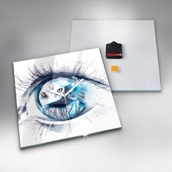 Wanduhr quadratisch Illustration eines Wolfs