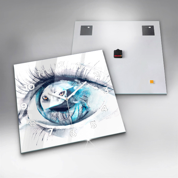 Wanduhr quadratisch Illustration eines Wolfs