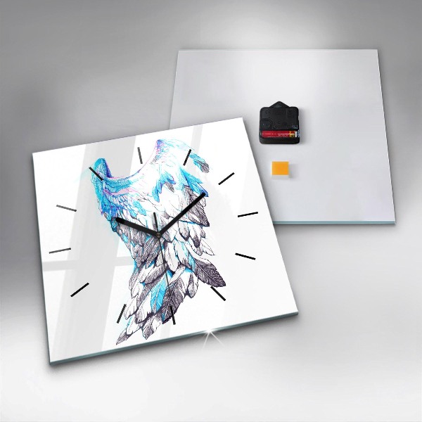 Wanduhr modern quadratisch Nachgeahmte Vogelschwingen
