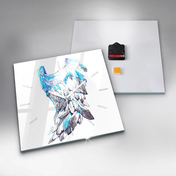 Wanduhr modern quadratisch Nachgeahmte Vogelschwingen