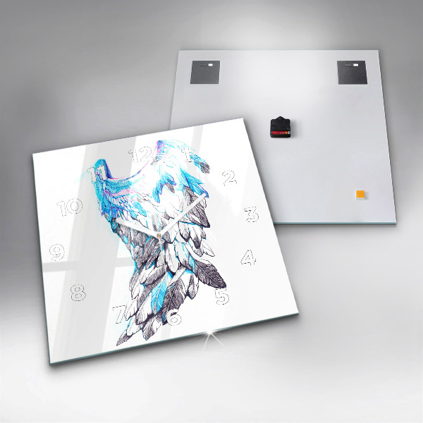 Wanduhr modern quadratisch Nachgeahmte Vogelschwingen