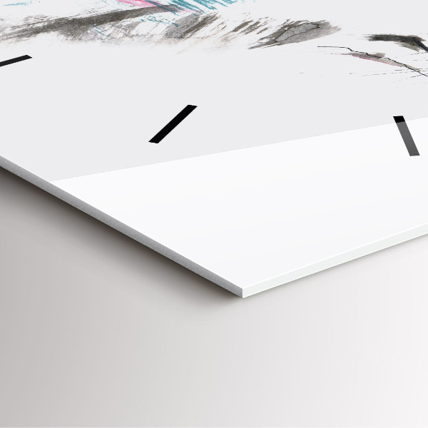 Wanduhr quadratisch mit motiv Profil eines gemalten Wolfes