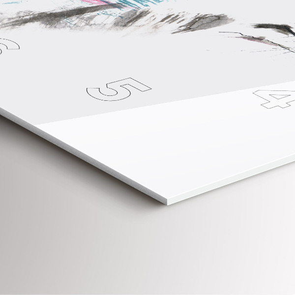 Wanduhr quadratisch mit motiv Profil eines gemalten Wolfes