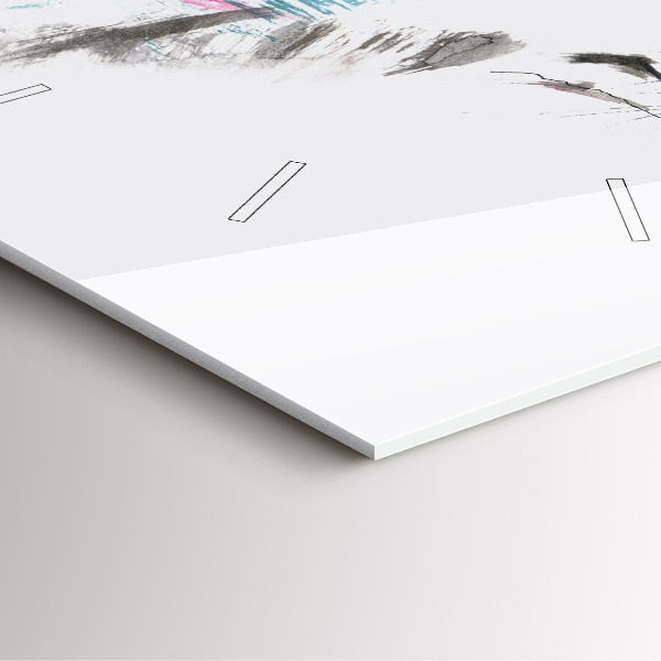 Wanduhr quadratisch mit motiv Profil eines gemalten Wolfes