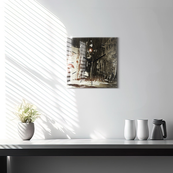 Wanduhr quadratisch mit motiv Frau in einer regnerischen Nacht