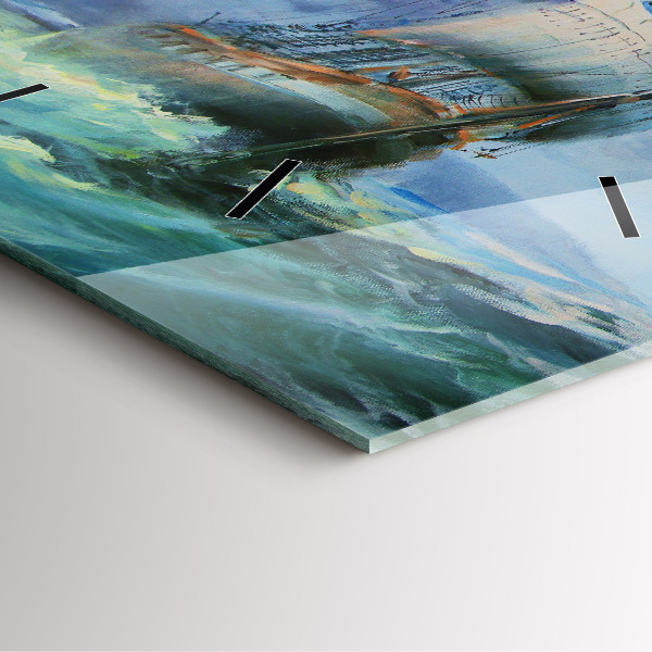 Wanduhr quadratisch Schiff auf dem Wasser