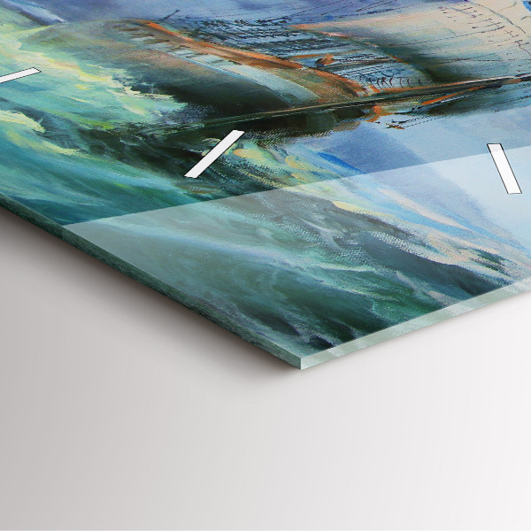 Wanduhr quadratisch Schiff auf dem Wasser