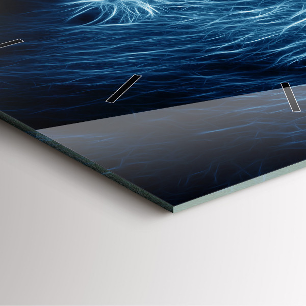 Wanduhr modern quadratisch Körpersprache eines wilden Löwen