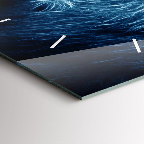 Wanduhr modern quadratisch Körpersprache eines wilden Löwen